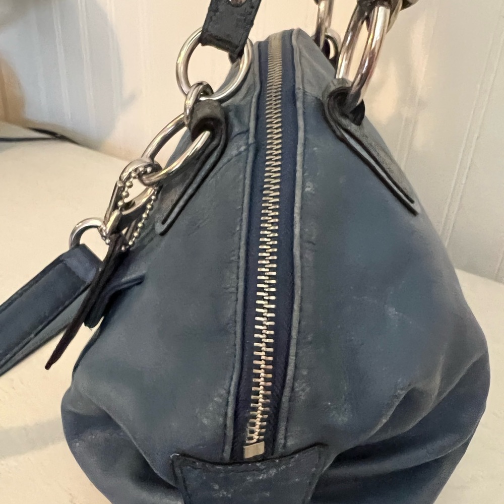 Coach Kristin domed blue leather satchel - Picture 6 of 8